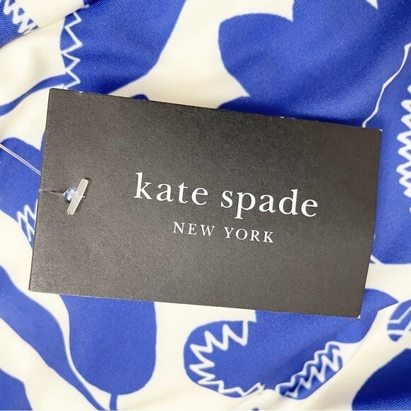 NWT Kate Spade Zigzag Floral Bow-Strap V-neck One-Piece Swimsuit Size Medium NEW - Picture 11 of 14